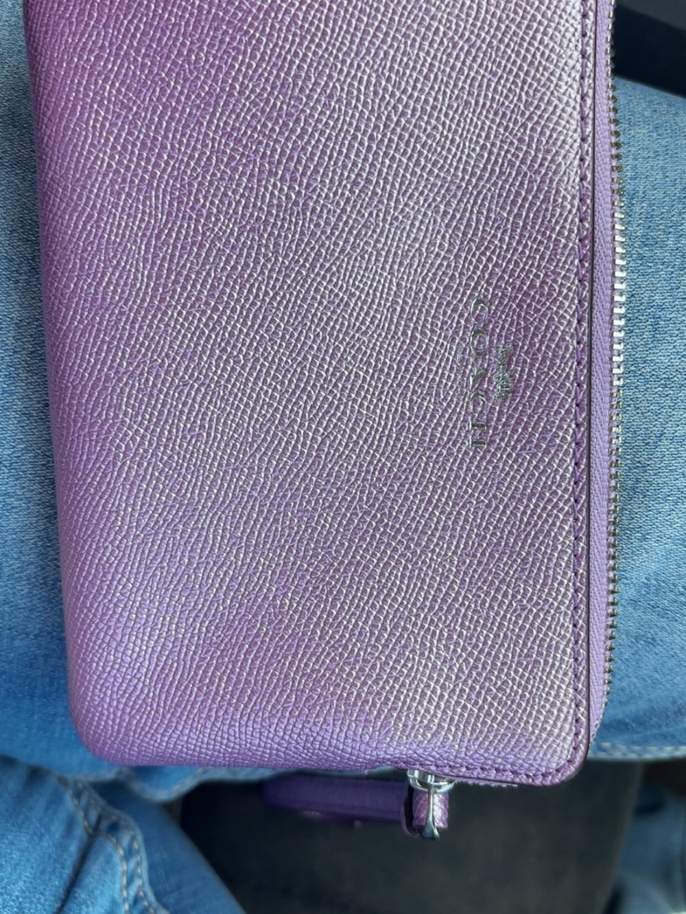 Coach Purple Zip-Around Leather Wallet